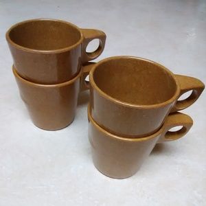Halsey Inc  brown  tan melamine melmac coffee mugs